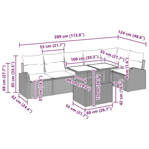 VidaXL Zestaw sofy ogrodowej z poduszkami jasno szary polirattan