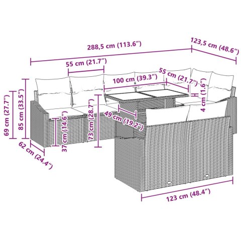 9-CZĘŚCIOWY ZESTAW SOFOWY DO OGRODU Z PODUSZKAMI BEŻOWY RATTAN POLIMEROWY