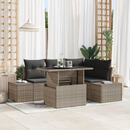 5-CZĘŚCIOWY ZESTAW SOF OGRODOWYCH Z PODUSZKAMI SZARY POLIRATTAN