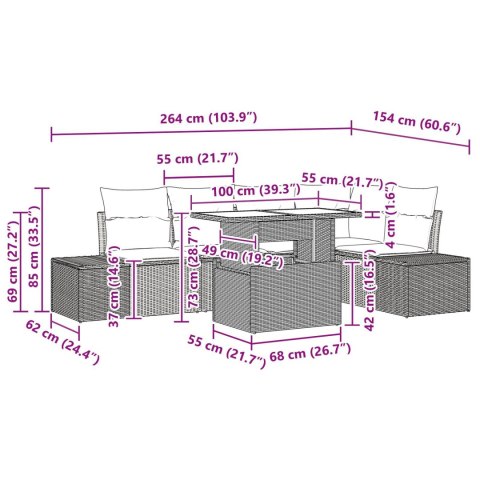 ZESTAW SOF OGRODOWYCH Z PODUSZKAMI CZARNY POLIESTER RATTAN