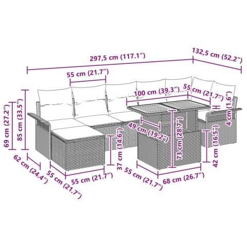 OSIEM ELEMENTÓW ZESTAWU DO JADALNI Z PODUSZKAMI CZARNY POLIRATTAN AKACJA