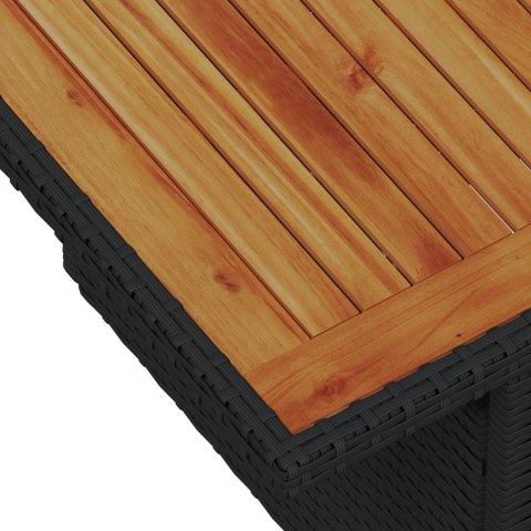 5-CZĘŚCIOWY ZESTAW SOFA OGRODOWA Z PODUSZKAMI CZARNY RATTAN ACACIA 2-OSOBOWA SOFA OGRODOWA Z PODUSZKAMI CZARNY RATTAN