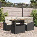 5-CZĘŚCIOWY ZESTAW OBIADOWY DO OGRODU Z PODUSZKAMI CZARNY RATTAN POLIETYLENOWY