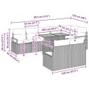 9-CZĘŚCIOWY ZESTAW SOF OGRODOWYCH Z PODUSZKAMI SZARY POLIRATTAN AKACJA 2-OSOBOWA SOFA OGRODOWA Z PODUSZKAMI SZARY
