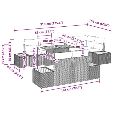 9-CZĘŚCIOWY ZESTAW JADALNY OGRODOWY Z PODUSZKAMI BEŻOWY POLIRATTAN AKACJA