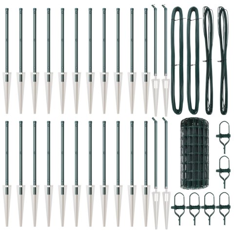 EURO PŁOT Z 13 WBIJANYMI SŁUPKAMI 0.6X50M STAL GALWANIZOWANA ZIELONA