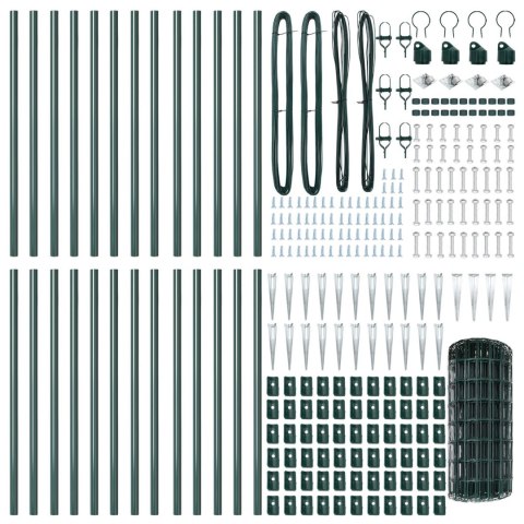 EURO PŁOT Z 13 WBIJANYMI SŁUPKAMI 0.6X50M STAL GALWANIZOWANA ZIELONA