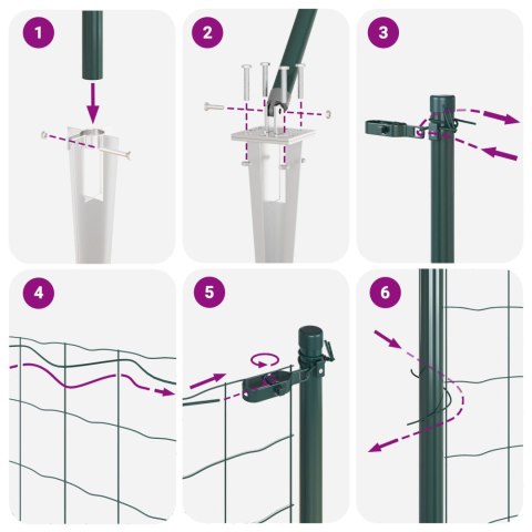 EURO PŁOT Z 13 WBIJANYMI SŁUPKAMI 0.6X50M STAL GALWANIZOWANA ZIELONA