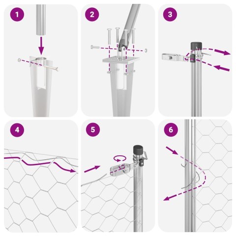 PŁOT SZEŚCIOKĄTNY 1X50M STAL OCYNKOWANA SŁUPKI PŁOTOWE Z KOLCEM 13 SZT. Ø32MM 120CM STAL OCYNKOWANA