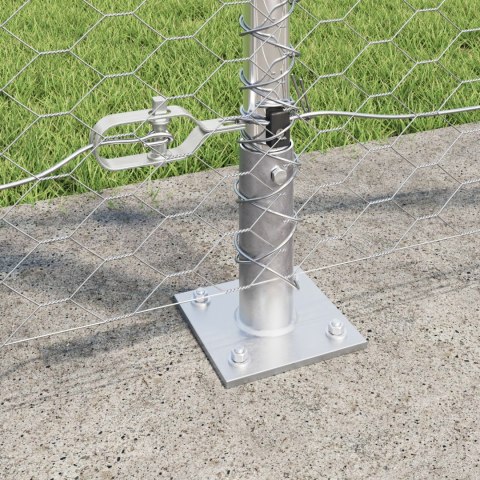 PŁOT HEKSAGONALNY 1.2X10M STAL OCYNKOWANA SŁUPKI DO PŁOTU Z PODSTAWAMI 7 SZT. Ø32MM 68.5CM STAL OCYNKOWANA