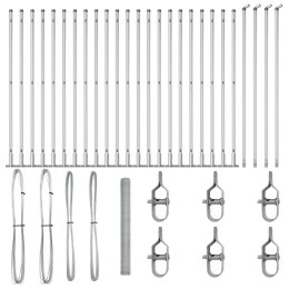 PŁOT HEXAGONALNY 1.4X50M Z OCYNKOWANEJ STALI SŁUPKI PŁOTOWE Z PODPÓRKAMI 13 SZT. Ø32MM 78.5CM Z OCYNKOWANEJ STAL