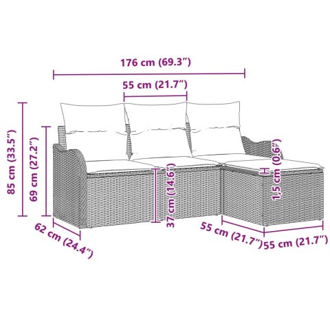 4-CZĘŚCIOWY ZESTAW SOFY OGRODOWEJ Z PODUSZKAMI BEŻOWY POLIRATTAN 2-OSOBOWA SOFA OGRODOWA Z MIEJSCEM NA PRZECHOWYW