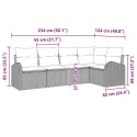 ZESTAW 5-CZĘŚCIOWY SOFY OGRODOWEJ Z PODUSZKAMI JASNOSZAREJ POLIRATTANU SOFA OGRODOWA 2-OSOBOWA Z POJEMNIKIEM I PODUSZKAMI JASNO