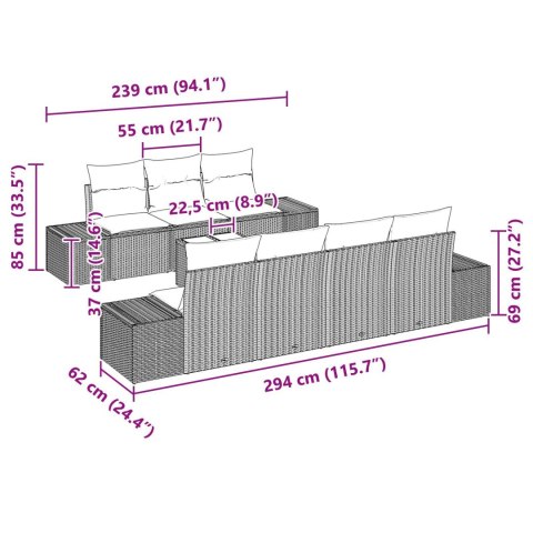 8-CZĘŚCIOWY ZESTAW SOF OGRODOWYCH Z PODUSZKAMI BEŻOWY POLIRATTAN