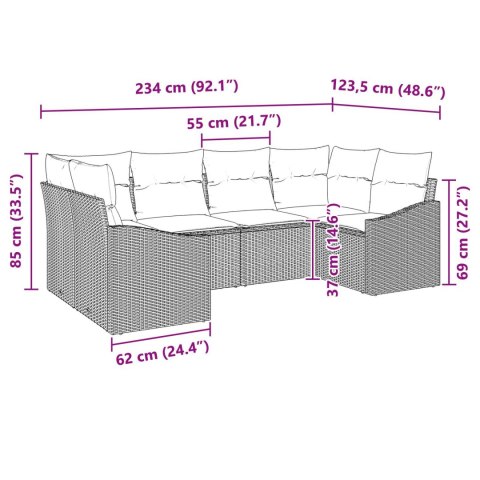 ZESTAW SOFY OGRODOWEJ 6-CZĘŚCIOWY Z PODUSZKAMI CZARNY POLIRATTAN