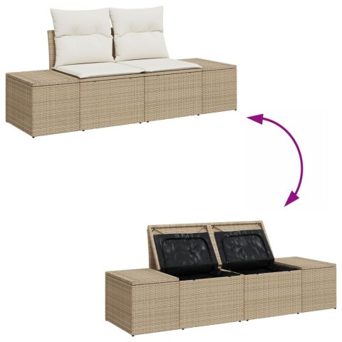 6-CZĘŚCIOWY ZESTAW SOFA OGRODOWA Z PODUSZKAMI BEŻOWY POLY RATTAN