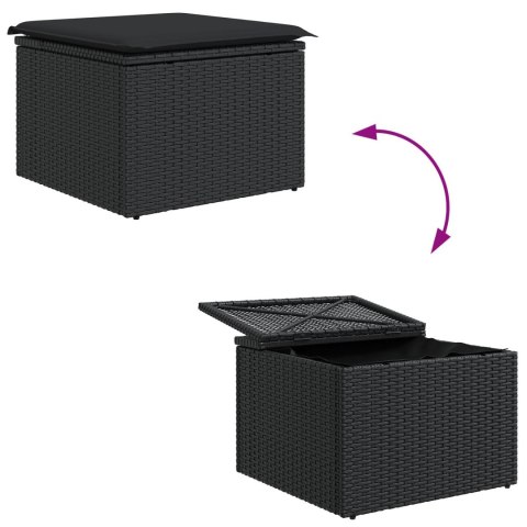 6-CZĘŚCIOWY ZESTAW SOFOWY Z PODUSZKAMI CZARNY POLIRATTAN