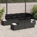 7-CZĘŚCIOWY ZESTAW SOF OGRODOWYCH Z PODUSZKAMI CZARNY POLIRATTAN