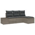 ZESTAW 4-CZĘŚCIOWY SOFA OGRODOWA Z PODUSZKAMI SZARY RATTAN
