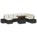 9-CZĘŚCIOWY ZESTAW SOFY OGRODOWEJ Z PODUSZKAMI CZARNY POLIRATTAN