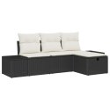 4-CZĘŚCIOWY ZESTAW SOF OGRODOWYCH Z PODUSZKAMI Z CZARNEGO POLIRATTANU