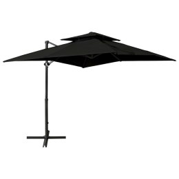 PARASOL WISZĄCY Z PODWÓJNĄ CZASZĄ 250X250CM CZARNY