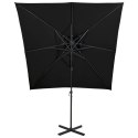 PARASOL WISZĄCY Z PODWÓJNĄ CZASZĄ 250X250CM CZARNY