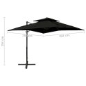 PARASOL WISZĄCY Z PODWÓJNĄ CZASZĄ 250X250CM CZARNY