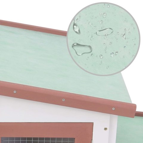 DUŻA KLATKA DLA KRÓLIKÓW BRĄZOWO-BIAŁA 204X45X85CM DREWNO