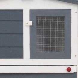 DUŻA KLATKA DLA KRÓLIKÓW SZARO-BIAŁA 204X45X85CM DREWNO