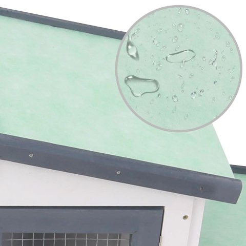 DUŻA KLATKA DLA KRÓLIKÓW SZARO-BIAŁA 204X45X85CM DREWNO