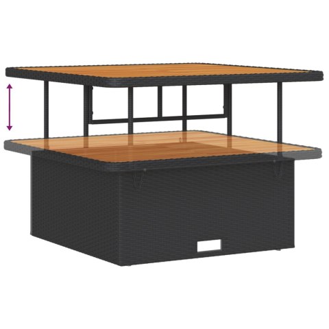 ZESTAW 11-ELEMENTOWY KANAP OGRODOWYCH Z PODUSZKAMI - CZARNY POLIRATTAN AKACJA 2-OSOBOWA KANAPA OGRODOWA Z MAGAZYN