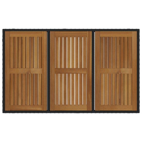 ZESTAW OGRODOWY 5 CZĘŚCI CZARNY RATTAN KRZESŁA Z PODUSZKAMI