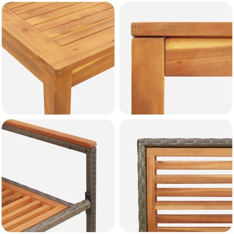 3-CZĘŚCIOWY ZESTAW DO JADALNI W OGRODZIE SZARY Z POLY RATTANEM I AKACJĄ