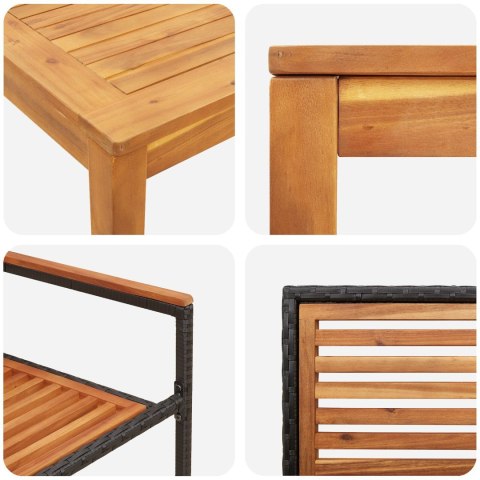 ZESTAW OGRODOWY 3 CZĘŚCI DREWNO AKACJOWE KRZESŁA 2 SZTUKI