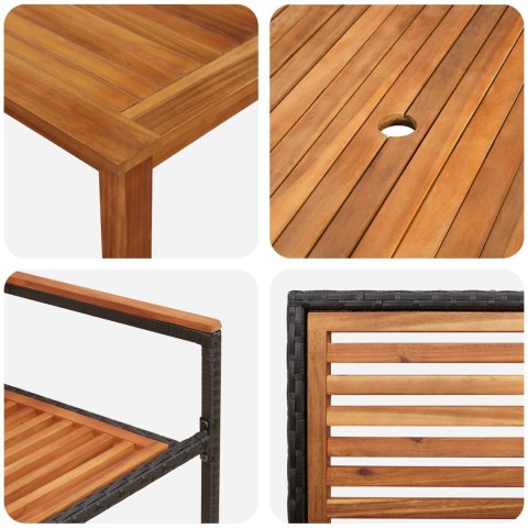 5-CZĘŚCIOWY ZESTAW DO JADALNI W OGRODZIE Z POLIRATTANU I AKACJI