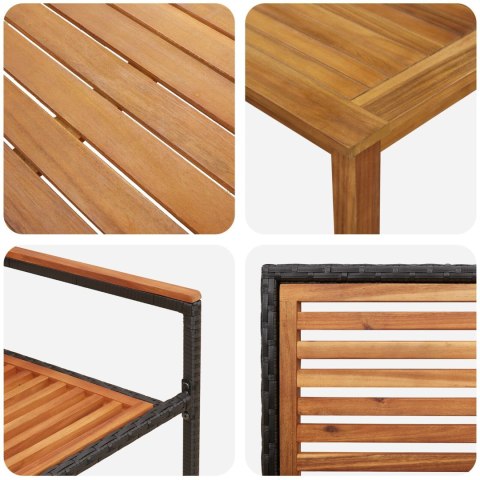 ZESTAW OGRODOWY 5-ELEMENTOWY Z CZARNYM POLIRATTANEM I AKACJOWYM DREWNEM