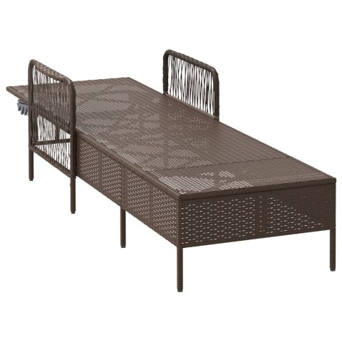 LEŻAK BRĄZOWO-KREMOWY RATTAN PE 157X 55X 92CM SKŁADANY