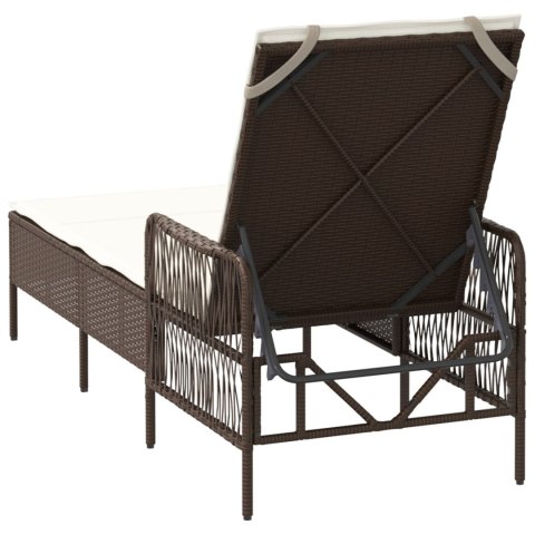 LEŻAK BRĄZOWO-KREMOWY RATTAN PE 157X 55X 92CM SKŁADANY