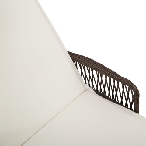 LEŻAK BRĄZOWO-KREMOWY RATTAN PE 157X 55X 92CM SKŁADANY
