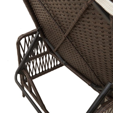 LEŻAK BRĄZOWO-KREMOWY RATTAN PE 157X 55X 92CM SKŁADANY