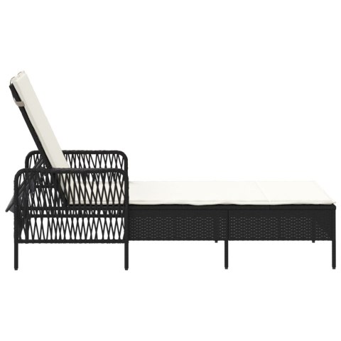 LEŻAK CZARNY I KREMOWY PE RATTAN 157X 55X 92CM