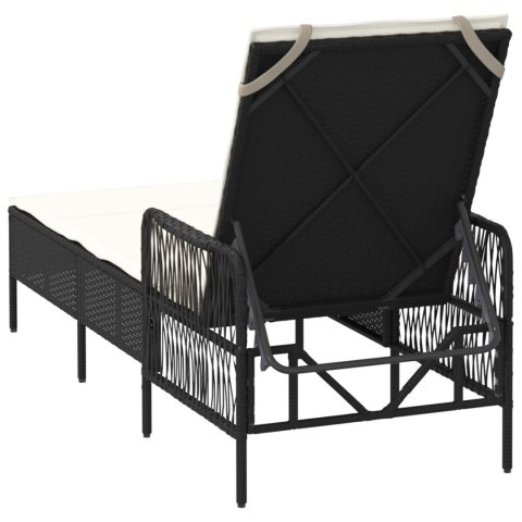 LEŻAK CZARNY I KREMOWY PE RATTAN 157X 55X 92CM