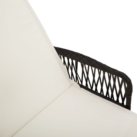 LEŻAK CZARNY I KREMOWY PE RATTAN 157X 55X 92CM