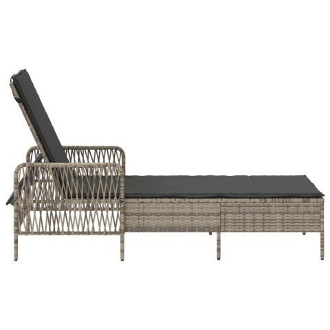 LEŻAK JASNOSZARY PE RATTAN 157X 55X 92CM SKŁADANY