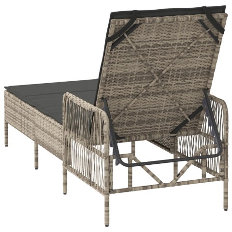 LEŻAK JASNOSZARY PE RATTAN 157X 55X 92CM SKŁADANY
