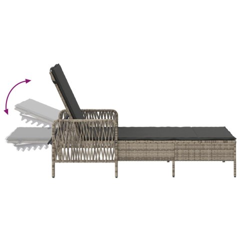 LEŻAK JASNOSZARY PE RATTAN 157X 55X 92CM SKŁADANY