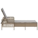 WYGODNY LEŻAK OGRODOWY BEŻOWY I JASNOSZARY RATTAN PE 157X55X92CM