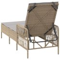 WYGODNY LEŻAK OGRODOWY BEŻOWY I JASNOSZARY RATTAN PE 157X55X92CM