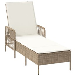 WYGODNY LEŻAK OGRODOWY BEŻOWY I KREMOWY RATTAN PE 157X55X92CM